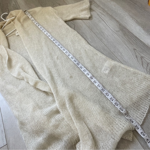 Enrica Japan Mohair Silk Long Line Open Front Cardigan Cream (Small) fuzzy soft - Picture 5 of 11